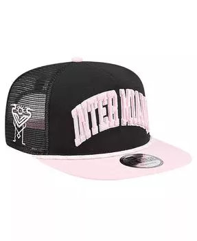 Мужская черная кепка для гольфиста Inter Miami CF Throwback Snapback New Era, черный