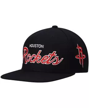 Мужская черная кепка Houston Rockets Hardwood Classics Script 2.0 Snapback Mitchell & Ness