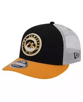 Мужская черная кепка Iowa Hawkeyes Throwback Circle Patch 9Fifty Trucker Snapback Hat New Era, черный