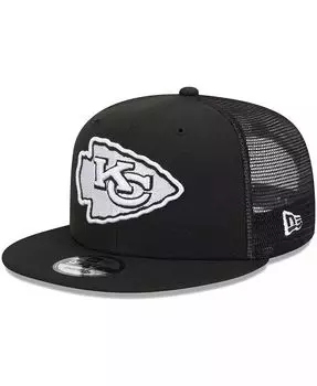Мужская черная кепка Kansas City Chiefs Main Trucker 9FIFTY Snapback New Era, черный