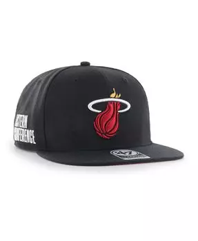 Мужская черная кепка Miami Heat Sure Shot Captain Snapback '47 Brand