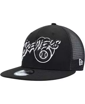 Мужская черная кепка Milwaukee Brewers Street Trucker 9FIFTY Snapback New Era