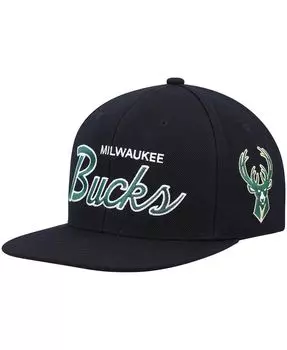 Мужская черная кепка Milwaukee Bucks Classics Script 2.0 Snapback Mitchell & Ness