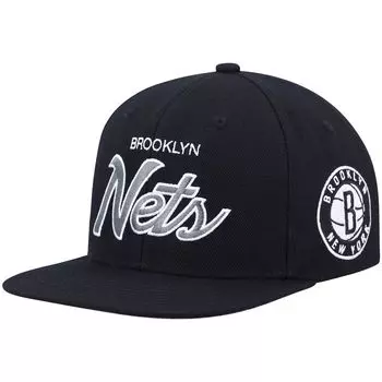 Мужская черная кепка Mitchell & Ness Brooklyn Nets Hardwood Classics Script 2.0 Snapback