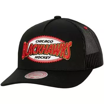 Мужская черная кепка Mitchell & Ness Chicago Blackhawks Team Seal Trucker Snapback