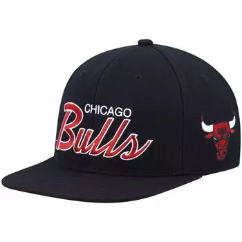 Мужская черная кепка Mitchell & Ness Chicago Bulls Hardwood Classics Script 2.0 Snapback