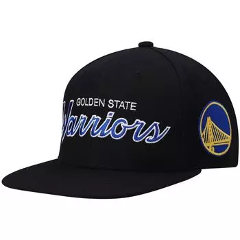 Мужская черная кепка Mitchell & Ness Golden State Warriors Hardwood Classics Script 2.0 Snapback