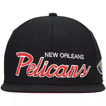 Мужская черная кепка Mitchell & Ness New Orleans Pelicans Hardwood Classics Script 2.0 Snapback