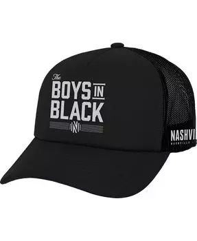 Мужская черная кепка Nashville SC x Johnny Cash Boys In Black Trucker Snapback Mitchell & Ness