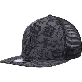 Мужская черная кепка New Era Detroit Tigers с А-образной рамкой 9FIFTY Trucker Snapback