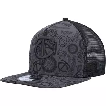 Мужская черная кепка New Era Minnesota Twins с А-образной рамкой 9FIFTY Trucker Snapback