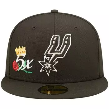 Мужская черная кепка New Era San Antonio Spurs 5x с короной чемпионов финала НБА 59FIFTY