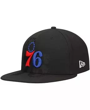 Мужская черная кепка Philadelphia 76ers Blackout Shadow Logo 59FIFTY New Era, черный