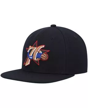 Мужская черная кепка Philadelphia 76Ers Hardwood Classics Team Ground 2.0 Snapback Mitchell & Ness