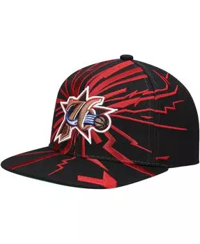 Мужская черная кепка Philadelphia 76ers из твердой древесины Classics Earthquake Snapback Mitchell & Ness