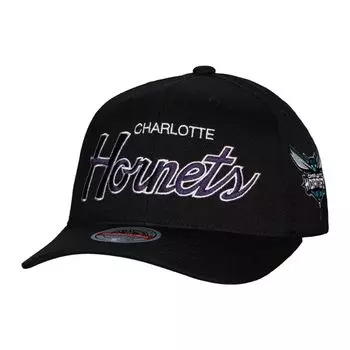 Мужская черная кепка с эластичной спинкой Mitchell & Ness Charlotte Hornets MVP Team Script 2.0