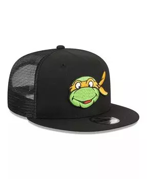 Мужская черная кепка с черепашками-ниндзя Happy Michelangelo Trucker 9FIFTY Snapback New Era, черный