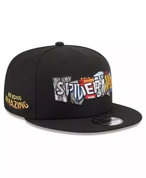 Мужская черная кепка с капюшоном Spider-Man Titles 9FIFTY Snapback New Era, черный