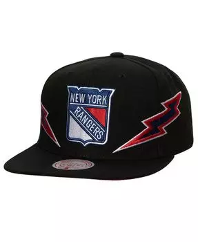 Мужская черная кепка с молнией New York Rangers Double Trouble Snapback Mitchell & Ness