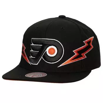 Мужская черная кепка с молниями Mitchell & Ness Philadelphia Flyers Double Trouble Snapback