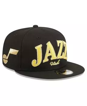 Мужская черная кепка с надписью Utah Jazz Golden Tall 9FIFTY Snapback New Era