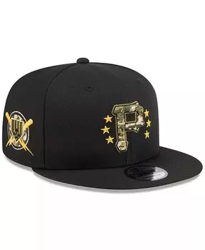 Мужская черная кепка Snapback 9FIFTY Pittsburgh Pirates ко Дню вооруженных сил 2024 New Era, черный