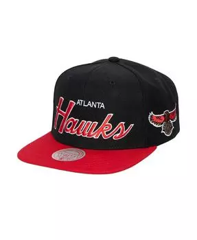 Мужская черная кепка Snapback Atlanta Hawks Hardwood Classics MVP Team Script 2.0 Mitchell & Ness