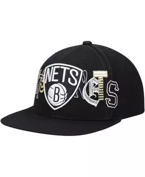 Мужская черная кепка Snapback Brooklyn Nets Hype Type Mitchell & Ness