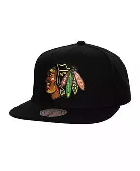 Мужская черная кепка Snapback Chicago Blackhawks Core Top Spot Spot Mitchell & Ness, черный