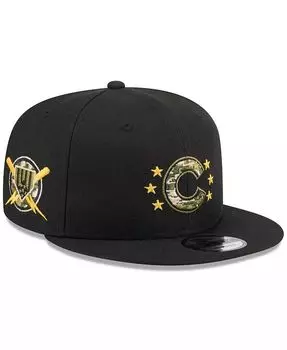 Мужская черная кепка Snapback Chicago Cubs 9FIFTY ко Дню вооруженных сил 2024 New Era, черный