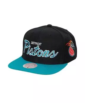 Мужская черная кепка Snapback Detroit Pistons Hardwood Classics MVP Team Script 2.0 Mitchell & Ness