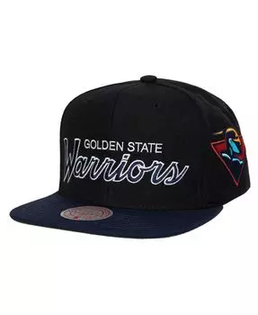 Мужская черная кепка Snapback Golden State Warriors Hardwood Classics MVP Team Script 2.0 Mitchell & Ness