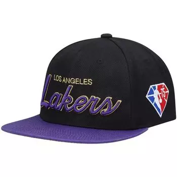 Мужская черная кепка Snapback к 75-летию НБА Mitchell & Ness Los Angeles Lakers
