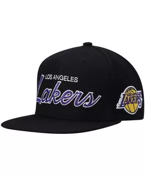 Мужская черная кепка Snapback Los Angeles Lakers Hardwood Classics Script 2.0 Mitchell & Ness