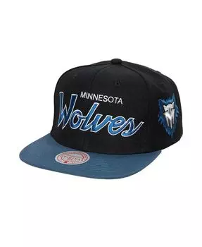 Мужская черная кепка Snapback Minnesota Timberwolves Hardwood Classics MVP Team Script 2.0 Mitchell & Ness