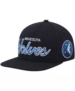 Мужская черная кепка Snapback Minnesota Timberwolves Hardwood Classics Script 2.0 Mitchell & Ness
