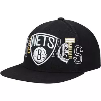 Мужская черная кепка Snapback Mitchell & Ness Brooklyn Nets Hype Type