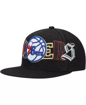 Мужская черная кепка Snapback Philadelphia 76Ers Hype Type Mitchell & Ness