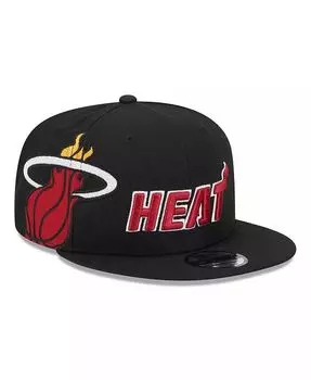 Мужская черная кепка Snapback с логотипом Miami Heat Side Logo 9fifty New Era, черный