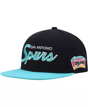Мужская черная кепка Snapback San Antonio Spurs Hardwood Classics MVP Team Script 2.0 Mitchell & Ness