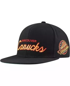 Мужская черная кепка Snapback Vancouver Canucks Core Team Script 2.0 Mitchell & Ness, черный