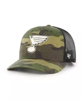 Мужская черная кепка St. Louis Blues Trucker Snapback с камуфляжным принтом '47 Brand, зеленый