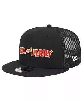 Мужская черная кепка Tom and Jerry Wordmark Trucker 9FIFTY Snapback New Era, черный