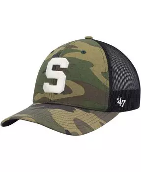 Мужская черная кепка Trucker Snapback с камуфляжным принтом и логотипом команды Michigan State Spartans Team '47 Brand
