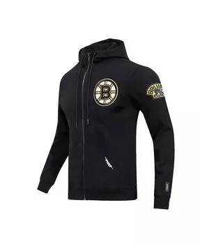Мужская черная классическая синельная куртка с капюшоном и молнией Boston Bruins черного цвета Pro Standard, черный