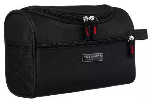 Мужская черная косметичка PETERSON, дорожный органайзер для косметики, карманы, ручка для переноски, вместительная и функциональная