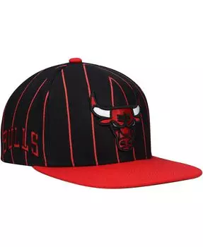 Мужская черная, красная кепка Chicago Bulls Hardwood Classics в тонкую полоску Snapback Mitchell & Ness