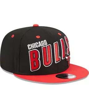 Мужская черная, красная кепка Chicago Bulls Stacked Slant 2-Tone 9FIFTY Snapback New Era