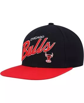 Мужская черная, красная приталенная шляпа Chicago Bulls Team Script 2.0 Mitchell & Ness