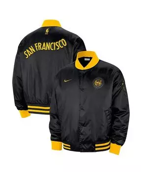 Мужская черная куртка-бомбер с застежкой Golden State Warriors City Edition Courtside Premier 2023/24 Nike, черный